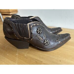 BCBGirls Leather Western Ankle Embellished Boots Size 6